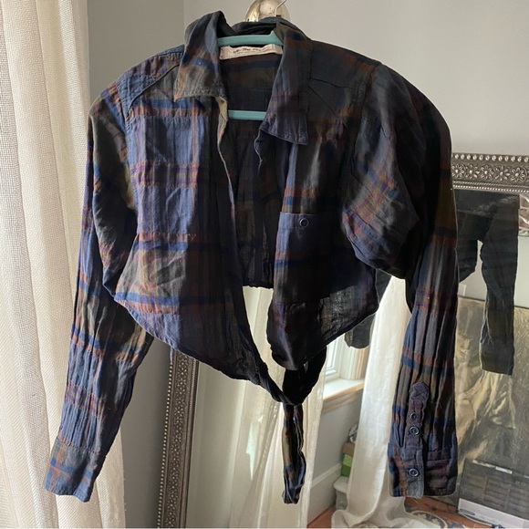 Free People dark plaid wrap too - Picture 4 of 7